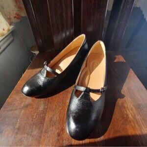 Mona Flying Black Mary Jane Wedge Heel Shoes Size 9 NIB